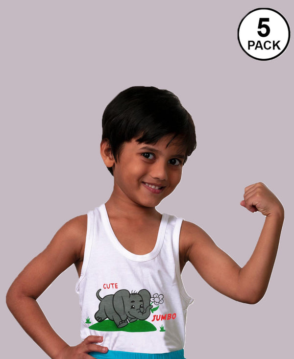 T.T. Cool Kids Pack Of 5 Printed Pure Cotton Innerwear Vest