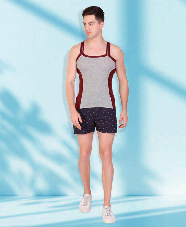 T.T. Men DesignerGym Vest Pack Of 2 Black-Red-Grey-Maroon