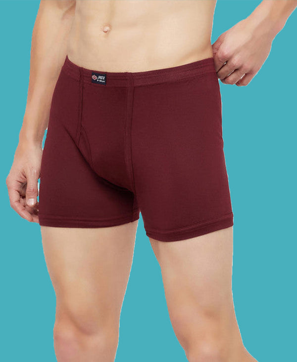 T.T. Mens Jazz Fine Long Inner Elastic TrunkPack Of 2 Black-Maroon