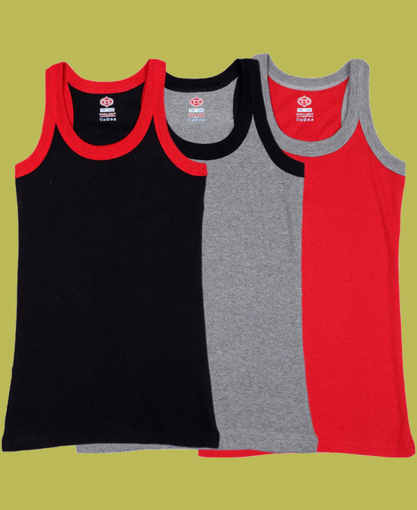 T.T. Kids Titanic Gym Vest Pack Of 3 Black-Grey-Red