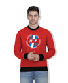 Hiflyers Men|Regular Fit|Chest Printed Cotton Fleece|Soft Stylish Casual Winter Wear Sweatshirt|Red-P16