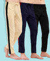 T.T. Men Regular Fit Poly Jersey Cut And Sew Trackpant Pack Of 3-Black-Navy-Skin