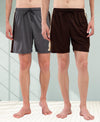 T.T. Men Regular Fit Poly Jersey Cut And Sew Bermuda Short Pack Of 2-Brown-Grey