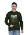 Hiflyers Men|Regular Fit|Chest Printed Cotton Fleece|Soft Stylish Casual Winter Wear Sweatshirt|Olive-P13