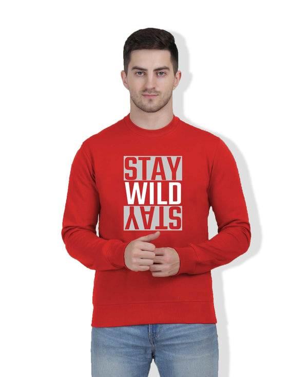 Hiflyers Men|Regular Fit|Chest Printed Cotton Fleece|Soft Stylish Casual Winter Wear Sweatshirt|Red-P15