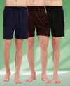 T.T. Men Regular Fit Poly Jersey Cut And Sew Bermuda Short Pack Of 3-Black-Brown-Navy