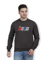 Hiflyers Men|Regular Fit|Chest Printed Cotton Fleece|Soft Stylish Casual Winter Wear Sweatshirt|Charcoal-P6