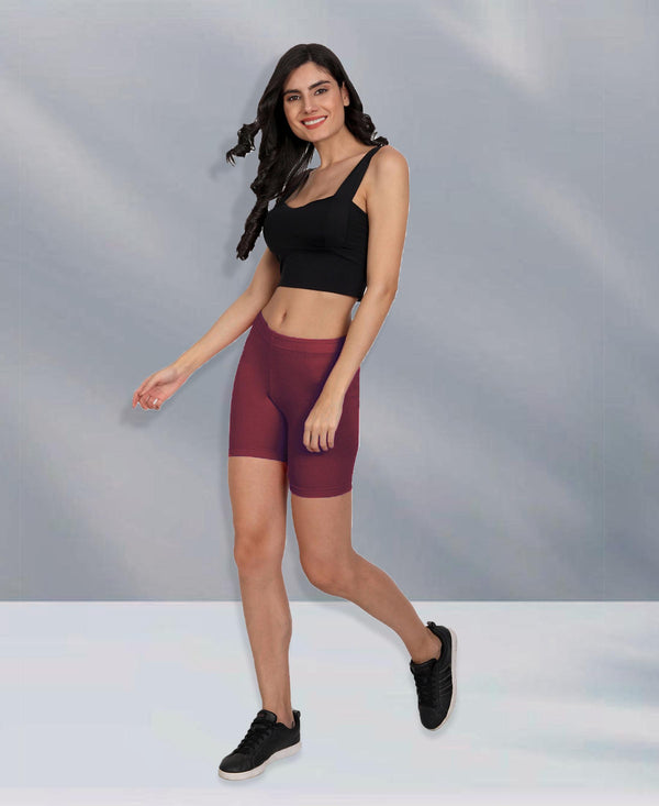 T.T. Pearl Women 2 Pack Maroon & C. Brown Cycling Shorts