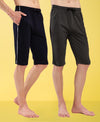 T.T. Men Regular Fit Poly Jersey Capri With Side Piping Pack Of 2-Anthra-Navy