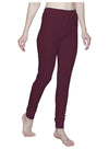 T.T. Women Solid Chudidar Cotton Lycra Cool Leggings -DEEP MAROON - Ivory( Free Size)