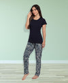 HiFlyers Women Comfort Fit Grey Printed Cotton Pyjama