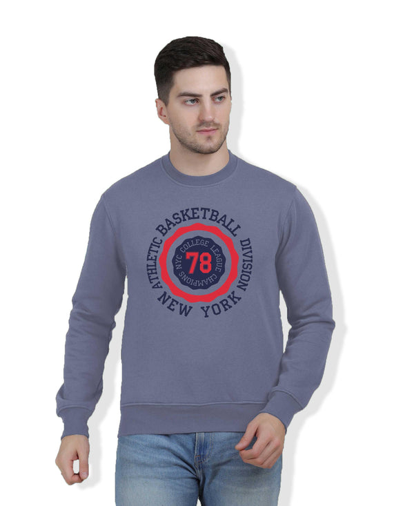 Hiflyers Men|Regular Fit|Chest Printed Cotton Fleece|Soft Stylish Casual Winter Wear Sweatshirt|Steel Grey-P17