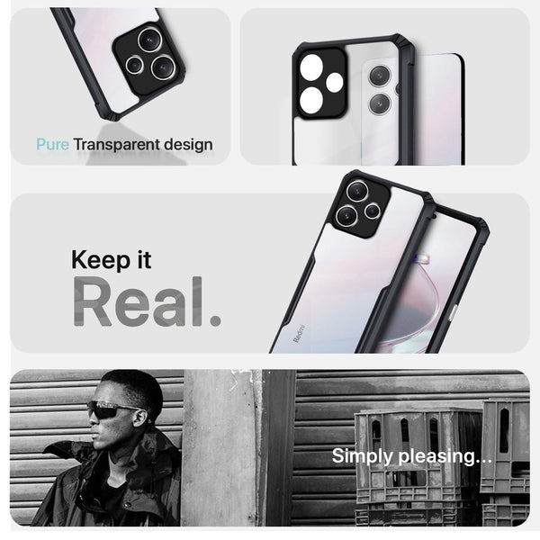 Mobielectro Camera Bump Protection | Slim Stylish 360 Protection Design |Crystal Clear | Shockproof Eagle Back Cover for RedMi 12 5G - Black