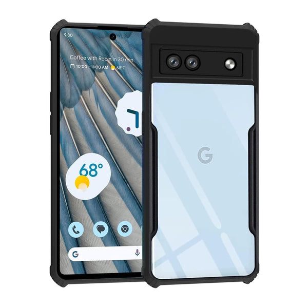 Mobielectro Camera Bump Protection | Slim Stylish 360 Protection Design |Crystal Clear | Shockproof Eagle Back Cover for Pixel 7A - Black