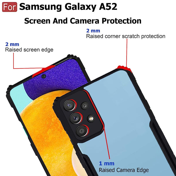 Mobielectro Camera Bump Protection | Slim Stylish 360 Protection Design |Crystal Clear | Shockproof Eagle Back Cover for Samsung A52S | A52 5G - Black