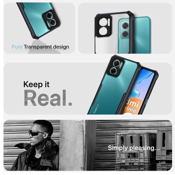 Mobielectro Camera Bump Protection | Slim Stylish 360 Protection Design |Crystal Clear | Shockproof Eagle Back Cover for RedMi 11 Prime 5G - Black