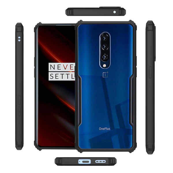Mobielectro Camera Bump Protection | Slim Stylish 360 Protection Design |Crystal Clear | Shockproof Eagle Back Cover for OnePlus 7 Pro- Black