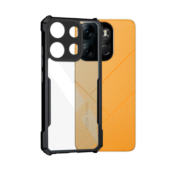 Mobielectro Camera Bump Protection | Slim Stylish 360 Protection Design |Crystal Clear | Shockproof Eagle Back Cover for Tecno Spark GO 2023 - Black