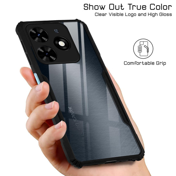 Mobielectro Camera Bump Protection | Slim Stylish 360 Protection Design |Crystal Clear | Shockproof Eagle Back Cover for Tecno Spark Go 2024 - Black