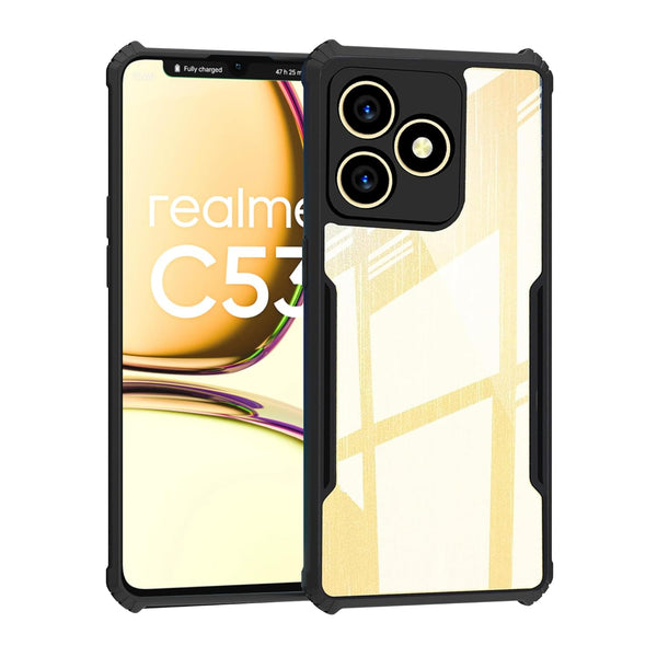 Mobielectro Camera Bump Protection | Slim Stylish 360 Protection Design |Crystal Clear | Shockproof Eagle Back Cover for Realme C53 | Narzo N53 - Black