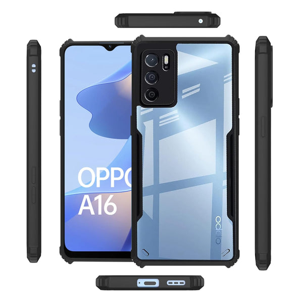Mobielectro Camera Bump Protection | Slim Stylish 360 Protection Design |Crystal Clear | Shockproof Eagle Back Cover for Oppo A16 - Black