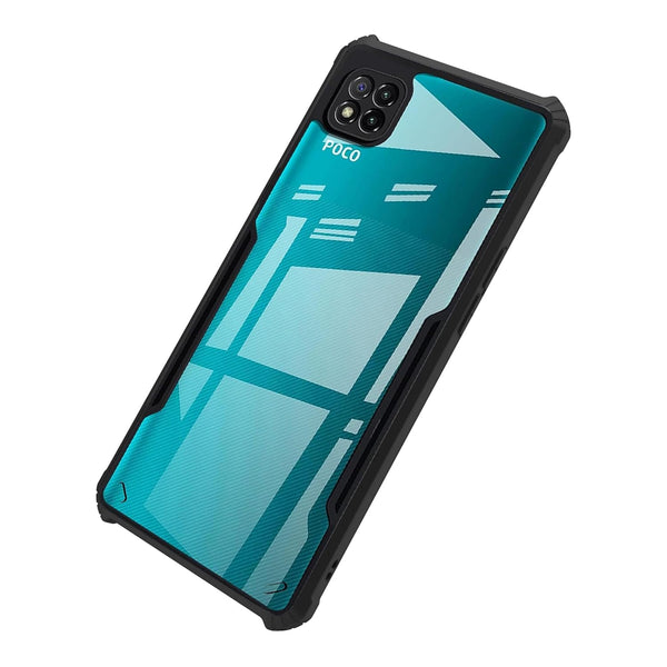 Mobielectro Camera Bump Protection | Slim Stylish 360 Protection Design |Crystal Clear | Shockproof Eagle Back Cover for POCO C3 - Black