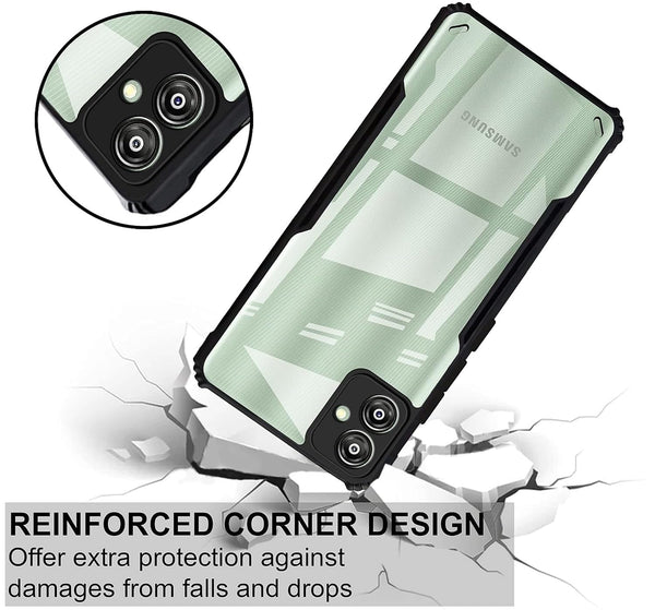 Mobielectro Camera Bump Protection | Slim Stylish 360 Protection Design |Crystal Clear | Shockproof Eagle Back Cover for Samsung A06 - Black