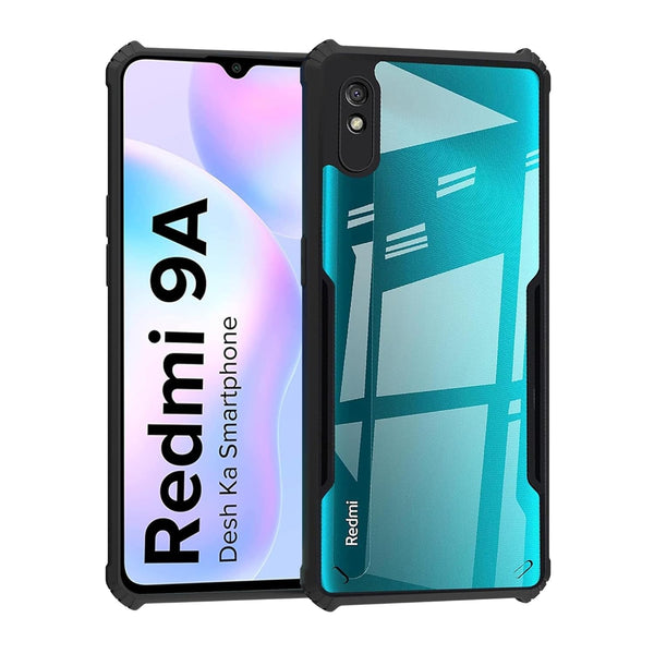 Mobielectro Camera Bump Protection | Slim Stylish 360 Protection Design |Crystal Clear | Shockproof Eagle Back Cover for RedMi 9A|9i|9 Sport|9i Sport - Black