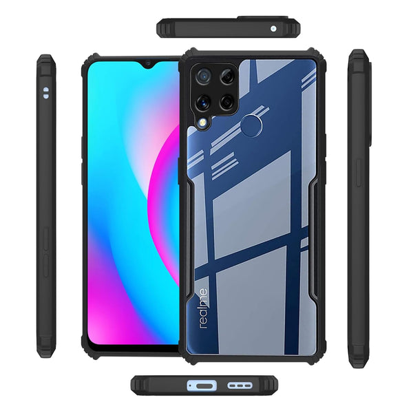 Mobielectro Camera Bump Protection | Slim Stylish 360 Protection Design |Crystal Clear | Shockproof Eagle Back Cover for Realme C15 - Black