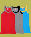 T.T. Kids Titanic Gym Vest Pack Of 3 Red-Grey-Trqs