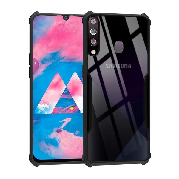 Mobielectro Camera Bump Protection | Slim Stylish 360 Protection Design |Crystal Clear | Shockproof Eagle Back Cover for Samsung M30 - Black