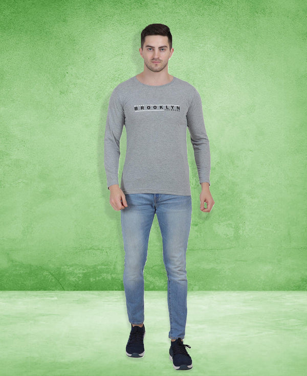 HiFlyers Men Grey Regular Fit Printed Round Neck T-Shirt