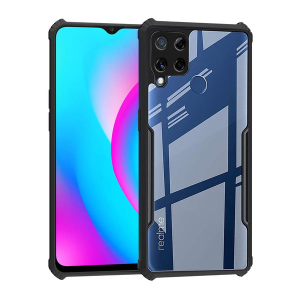 Mobielectro Camera Bump Protection | Slim Stylish 360 Protection Design |Crystal Clear | Shockproof Eagle Back Cover for Realme C15 - Black