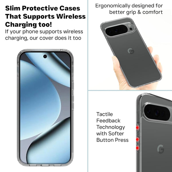 Mobielectro Clear Transparent Shockproof Scratch Resistant Protective Phone Case for Pixel 10 Pro XL