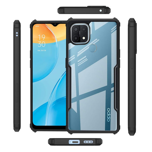 Mobielectro Camera Bump Protection | Slim Stylish 360 Protection Design |Crystal Clear | Shockproof Eagle Back Cover for Oppo A15 | A15s - Black