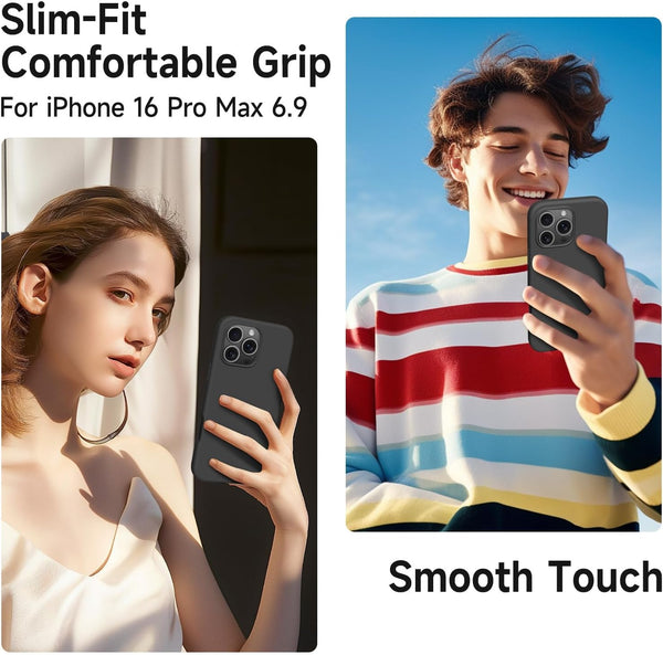 Mobielectro Waterkproof Soft Silicone Ultra Slim O.G Case for iPhone 16 pro max- Black
