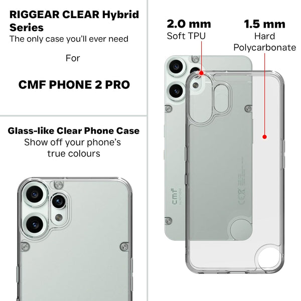 Mobielectro Clear Transparent Shockproof Scratch Resistant Protective Phone Case for CMF Phone 2 Pro 5G