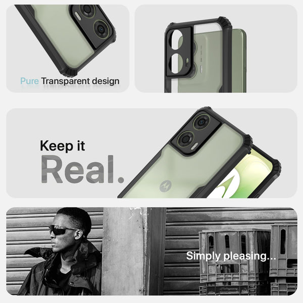 Mobielectro Camera Bump Protection | Slim Stylish 360 Protection Design |Crystal Clear | Shockproof Eagle Back Cover for Moto G24 Power - Black
