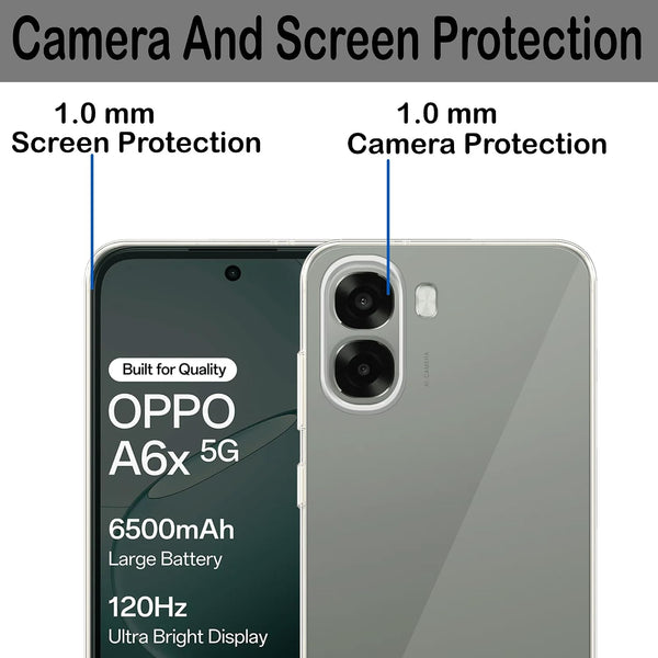 Mobielectro Clear Transparent Shockproof Scratch Resistant Protective Phone Case for Oppo A6X 5G