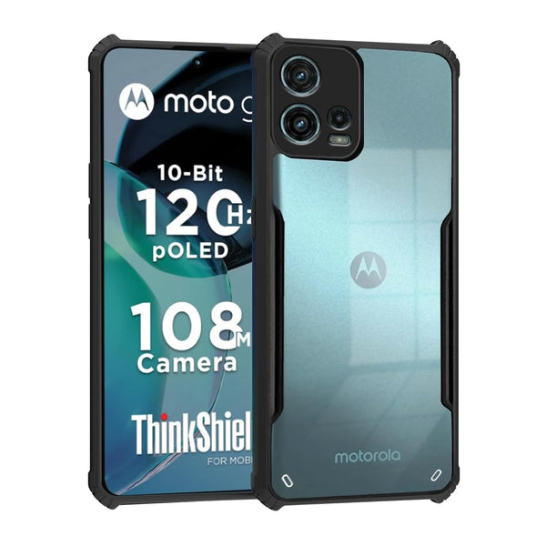Mobielectro Camera Bump Protection | Slim Stylish 360 Protection Design |Crystal Clear | Shockproof Eagle Back Cover for Moto G72 5G - Black