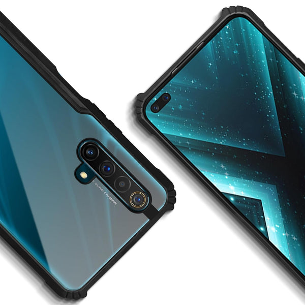 Mobielectro Camera Bump Protection | Slim Stylish 360 Protection Design |Crystal Clear | Shockproof Eagle Back Cover for Realme X50 - Black