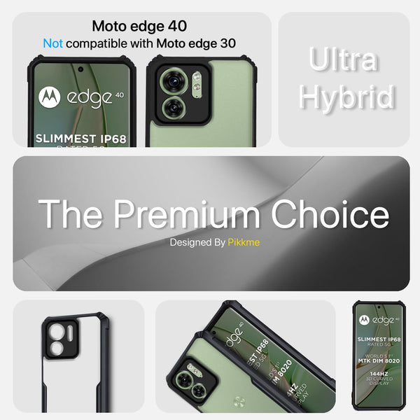 Mobielectro Camera Bump Protection | Slim Stylish 360 Protection Design |Crystal Clear | Shockproof Eagle Back Cover for Moto Edge 40 - Black