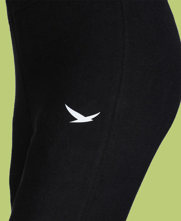 HiFlyers Women Slim Fit Solid Cotton Lycra Kurti Pant Black