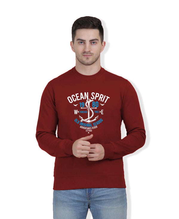 Hiflyers Men|Regular Fit|Chest Printed Cotton Fleece|Soft Stylish Casual Winter Wear Sweatshirt|Maroon-P10