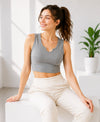 T.T. Women|Ribbed Crop Top|Sleeveless Notch Neck Slim Fit Aesthetic Streetwear Top|Stretchable Cotton Fabric|Tshirt|Top||Grey