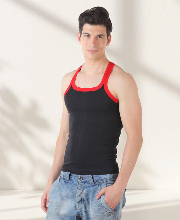 T.T. Men Solid Pack Of 3 Gym VestGrey-Red-Black
