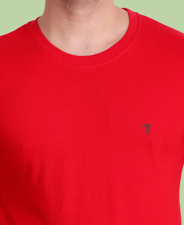 T.T. Cool Men Pack Of 3 T-Shirts Red-Cyan-Brown