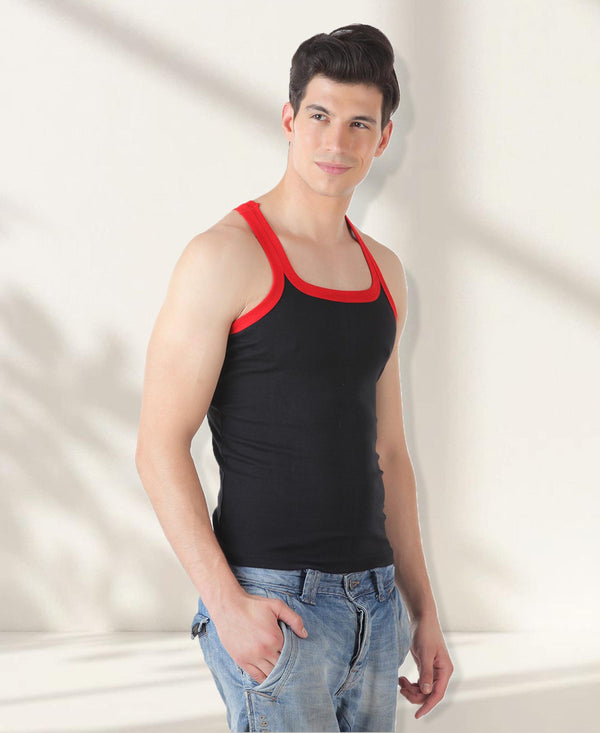 T.T. Men Solid Pack Of 3 Gym VestGrey-Red-Black