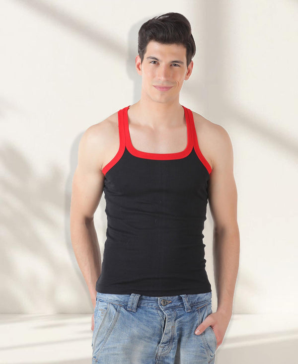 T.T. Men Solid Pack Of 3 Gym VestGrey-Red-Black