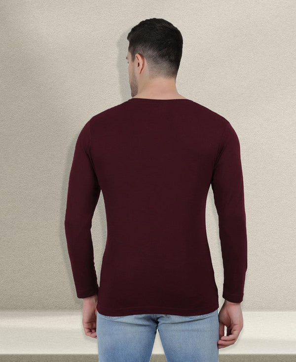HiFlyers Men Burgundy Regular Fit Printed Round Neck T-Shirt